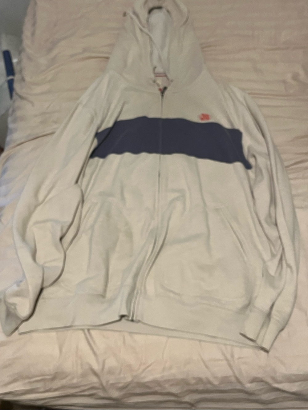Men's Full-Zip Hoodie Sweatshirt - Cream with Navy Stripe